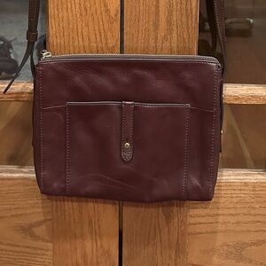 FOSSIL Cognac Leather Crossbody Bag